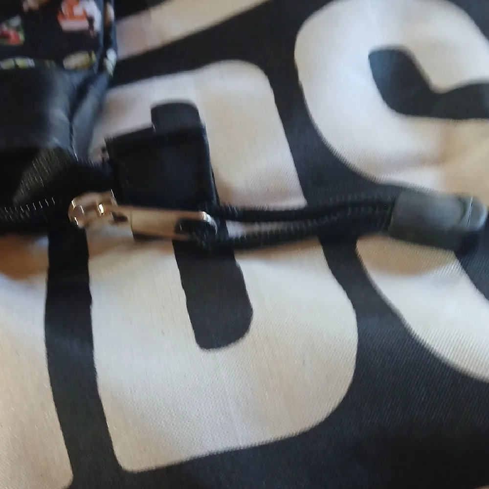 NWOT Black Tote Bag with Colorful Motorcycle Print